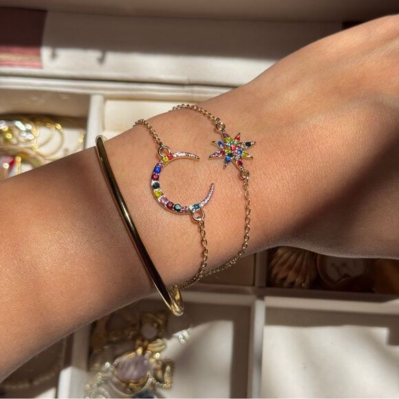 Gold Multicolor Moon and Star Bracelet Set - Picture 4 of 4